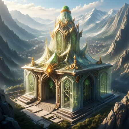 8k,hi res,(surreal,score_9, score_8_up, score_7_up, score_6_up),realistic analog photo, award winning photo,magnificent, celestial, ethereal, painterly, epic, majestic, magical, fantasy art ,((glowing runes:1.5),((The Elven style:1.7)),((Chinese style:1.6)),((a tall building:1.5)),((a tall elven tower with balconies and open work windows, arches:1.4)),(against the background of fabulous nature:1.5),((fabulous nature:1.5)),((Elven tower, stands against the backdrop of mountains:1.5)),((Lightning is dancing around the a tall tower:1.5)),(((a tall green transparent jade  fairy-tale elven with a golden ornament tower:1.5))),((where magical runes seem to be perfectly intertwined with the  the tower:1.5))), where the natural elements are rampant (((the power of the storm, the power of lightning, the power of fire))), where natural elements run amok (((the power of the storm:1.3))),(((the power of lightning:1.3))),(((the power of fire:1.3))) ((beautiful ancient fairy garden of emerald jade runestones:1.5)),(realistic detailed background),<lora:Tangbohu Detail Tweaker:-0.1>,<lora:Elven-Architecture_ponyXL_LOREVER:1>,<lora:Tempest_Magic_-_XL_Grimoire:1>, tempestmagic,<<lora:Awfully_Stylish_v15.2:1>,<lora:extremely_detailed:1.2>,<lora:glowneon_xl_v1:0.75> <lora:ThunderMagic:0.6>  tempestmagic