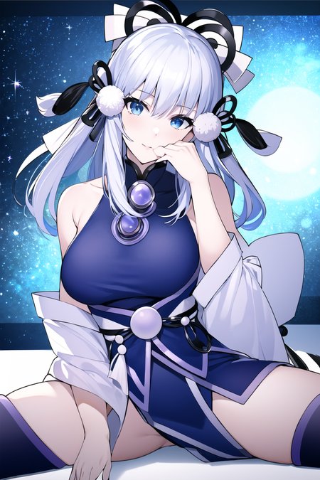 <lora:YukiOnnaYGO-20:0.8>, 
YukiOnnaYGO, AbsoluteZeroMayakashi , 1girl, solo, looking at viewer, stare at, spread legs, medium breasts
