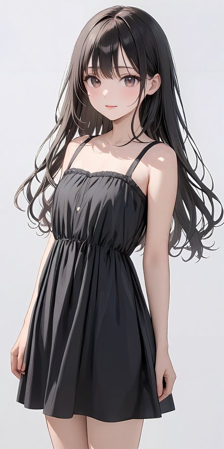 masterpiece,ultra-detailed,best quality,8K,illustration,cute face,clean skin ,shiny hair,girl,simple background
 <lora:add-detail-xl:1>   <lora:camisole dress_XL_V1.0:0.8>jyoji fuku, dress,bare shoulders