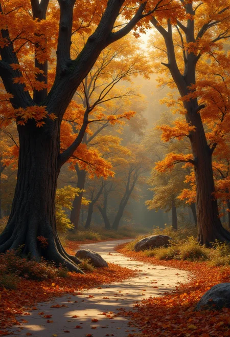 Autumn. Otherworldly.  bebop_style, <lora:Cowboy_Bebop_Style:0.8> ,<lora:impossible_geometry_V1.0:0.4> <flux <lora:flux.1_lora_flyway_Epic-detail_v2:1>