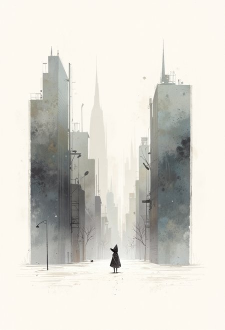 Embrace the elegance of minimalist expression as we explore an urban landscape existing within a monochromatic pocket watch. A mysterious city is brought to life by gentle brushstrokes, exuding a refined simplicity while hinting at a complex machinery beneath its surface. Within this understated realm, an enigmatic figure moves through streets lined with minimal geometric forms that represent towering skyscrapers. The composition exudes harmony and clarity, allowing the viewer to focus on essential elements. The shadows play with precision in this sparse yet profound environment, conveying depth without unnecessary detail. Neutral hues blend harmoniously together, creating an abstract canvas that entices the mind while remaining grounded in its minimalist roots. Experience the beauty of reductionism as we contemplate this masterful minimalist artwork. ,<lora:flux/fav/pp-storybook_rank2_bf16.safetensors:1.0:1.0>