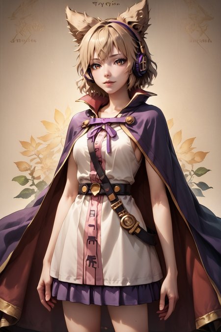 score_9, score_8_up, score_8, score_9, 1 girl,  source_anime, <lora:miko_pony_v2-10:1> toyosatomimi no miko, light brown hair, pointy hair, earmuffs, baton, brown eyes, purple skirt, cape, white dress, detailed background,  <lora:2.5DRealisticV2:0.8>