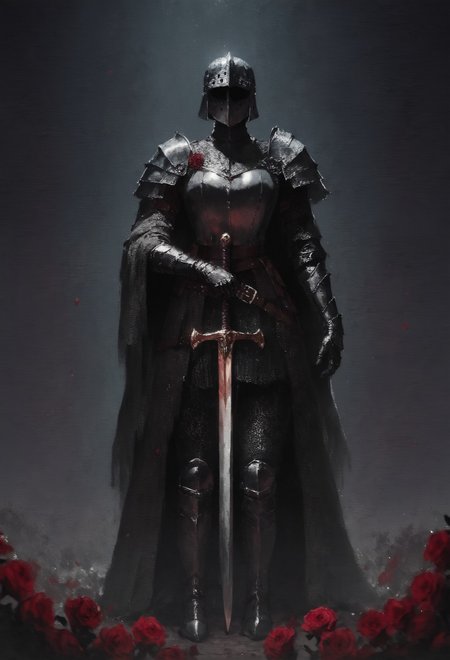 score_9, score_8_up, score_7_up,  male, dark knight, bulky, heavy, winged helmet, medieval, dark theme, armor, golden sword, red roses background  <lora:pony/twilight_style:0.8> <lora:sdxl/sinfully_stylish_sdxl>