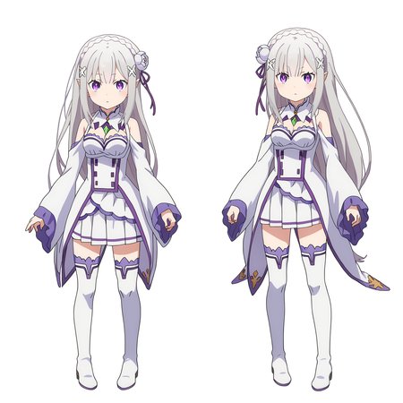 score_9, score_8_up, score_7_up, source_anime,
BREAK
 <lora:shiSpriteTestPart30:0.8>, sprite sheet, simple background, white background, chibi, multiple views, how to, 
1girl, solo, anime screencap, anime coloring, 
<lora:shiEmiliaV2:1> shimilia, long hair, grey hair, purple eyes, pointy ears, crown braid, hair flower, hair ribbon, purple ribbon, x hair ornament, white dress, cleavage, bare shoulders, wide sleeves, white thighhighs, thigh boots,