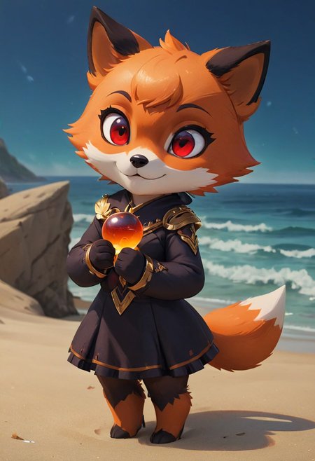furry fox, ((brown fox)), (chibi), 
bad fox, with red eyes,  beach,
orange dress, portrait
Hyperrealistic art high-quality portrait flat matte drawing of a cute Nendoroid and cartoon style, anime flat style, thick drawing, medium close-up", (solo:1.2), photorealistic:1.5, 8k, texture skin, realistic skin, detailed skin, highest detailed, extreme detailed, 8k wallpaper, colorful, (dark magic), ring with the stone, (intricate details), (hyperdetailed), 8k hdr, high detailed, lot of details, high quality, soft cinematic light, atmospheric perspective (focus on), color Ink wash painting, Extremely high-resolution details, photographic, realism pushed to extreme, fine texture, incredibly lifelike,