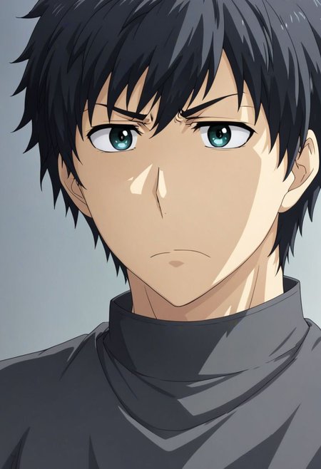 high resolution, solo, best quality, 1Boy, Arata Kaizaki, Black Hair, portrait, looking at viewer, focused gaze forward, upper body, head upright, anger, OverallDetail