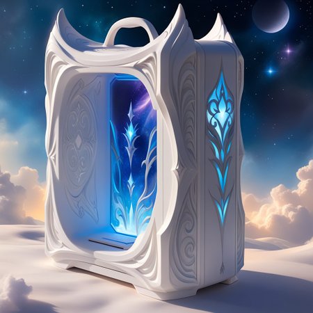 ethereal fantasy concept art of  
computer case, made of white Resin, WhiteMold, 3d mold
. magnificent, celestial, ethereal, painterly, epic, majestic, magical, fantasy art, cover art, dreamy