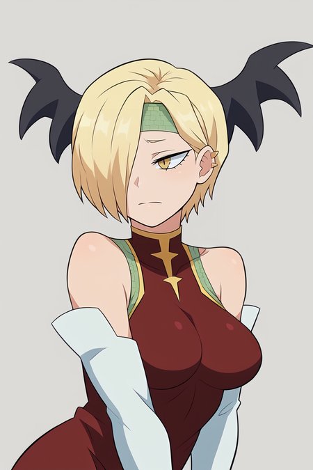 score_9, score_8_up, score_7_up, BREAK,  <lora:neversaint-guy-PONYv1:1>, 1girl, solo, breasts, <lora:mha_ryukotatsuma_ponyXL:0.95> tatsuma ryuko, headband, half mask, head wings, red dress, detached sleeves, tatsuma ryuko, hair over one eye