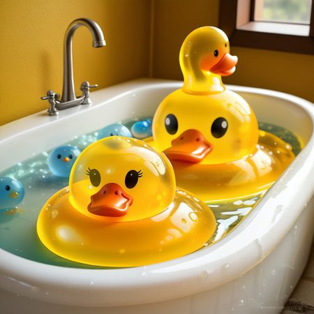 {1duck, 1 bath duck made out of slime, (slime duck:1.5), (yellow slime body:2), (orange slime beak:2), (glossy black eyes:1.5), translucent slime duck, transparent slime duck}
hud_sp_bth, flower, petals, water, bath, in an elegant bath tub, bubbles made out of slime, slimes hiding in the bath bubbles, bubble bath, perspective from inside tub, prespective from inside bath, lots of frothy bubbles, 
everything made of slime, No simple background,
((translucent slime)), ((transparent slime)), (bioluminescent slime), sl1m3d, slime, slime-morph, saturated colors, no humans, no people, no man, no woman,