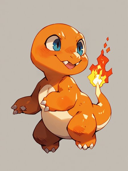 score_9, score_8_up, score_7_up, score_6_up, score_5_up,  <lora:bkomadoriXLP:1> bkomadori, solo, charmander,