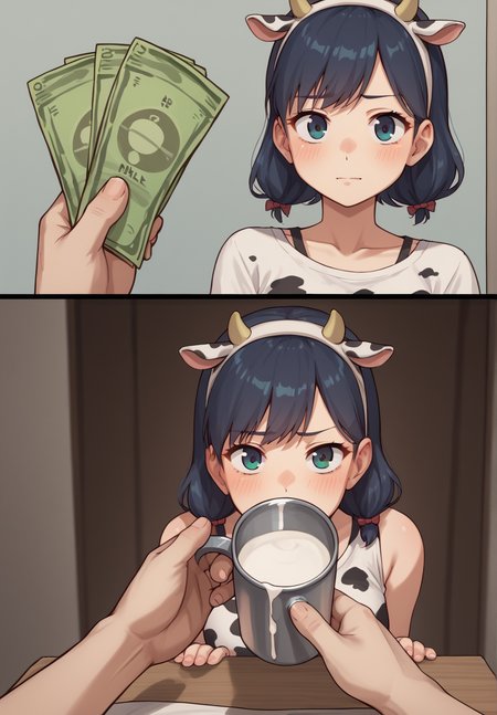 score_9,score_8_up,score_7_up,source_anime,
BREAK
pov,cow,looking at viewer,no humans,
2koma,holding money,pov holding money before and after,
milk_in_cup,
<lora:POV_holding_money_before_and_after:1>,