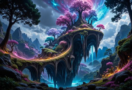cinematic high fantasy photorealistic image of a Sorcerous the roman aqueducts on a floating island. masterpiece, highest definition, HD32K, wallpaper, hyperdetailed, concept settings: Ultra-detailed 3D art, Octane Render, 32K UHD   <lora:fluxenhancer:0.6> ,   <lora:PinkEtherealMJFLUX:0.4> pinketherealmj <lora:FluxDFaeTasticDetails:0.4> <lora:FluxMythP0rtr4itStyle:0.4> mythp0rt <lora:artisketchyfs-v02:0.4> <lora:aidmaMJ6.1:0.4> aidmamj6 <lora:aidmaGLOWV4wc:0.4> aidmaGlow <lora:artilands:0.4> <lora:Midjourney_Dreamlike_Fantasy_FLUX_LoRA:0.4> <lora:Midjourney_Lucid_Dreams_FLUX_LoRA-000001:0.4> <lora:Midjourney_-_SemiReal_Dreams_FLUX_LoRA:0.4>