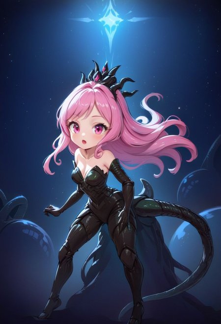 extremely cute xenomorph in space, disney princess, caric art, caricature, beautiful, adorable, 8k, hd, detailed, intricate details