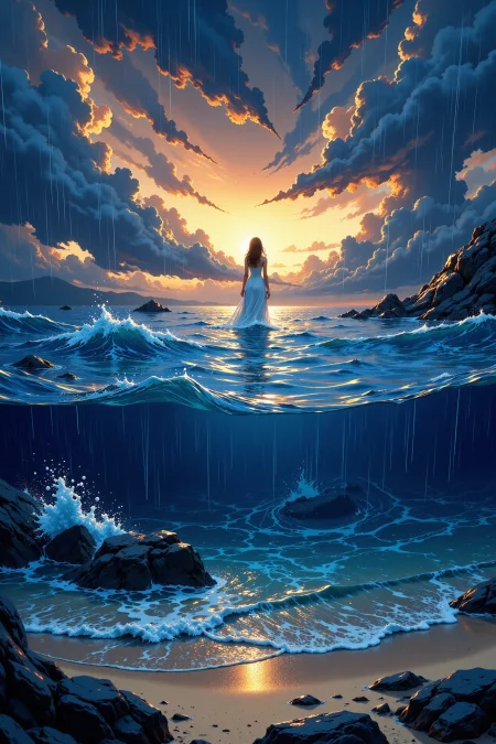 ocean bottom beautiful  anime landscape, rain and storm, woman, very intricate, very detailed, sharp, bright, colorful, <lora:Hand v2:0.5> <lora:Anti-Blur:1><lora:Insane Detail Slider:0.25>  <lora:flux.1_lora_flyway_Epic-detail_v2:0.3> <lora:fluxenhancer:0.25> <lora:ROWER:0.6> <lora:Niji Anime Scenic:0.6>