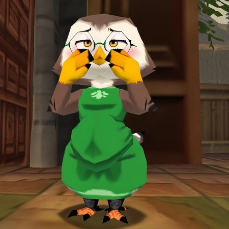 score_9, score_8_up, score_7_up, score_6_up, toony, realistic, solo, 1girls, shy, blush, hiding, covering face, furry, avian eagle owl, chickub, bird, semi feral, nerdy, glasses, green dress, atlyssstyle, low poly, smug, flat chest, shortstack, wide hips, big belly, video game background