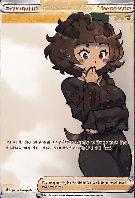 mature female, milf, motherly, Border, English text, mimi typh, mimi, human dog, furry, brown hair, light brown fur, floppy dark brown ears, brown tail, small dark brown blush