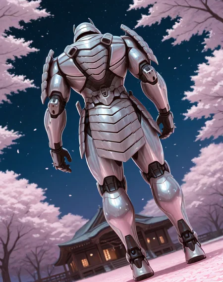 <lora:Silver_Samurai_(Marvel_Comics)_(Illustrious)_(AD):1> Silver Samurai, robot, armor, 
((
exterior, traditional Japanese noble's estate home, cherry blossoms, night sky, 
dutch angle, dynamic action, male focus, solo, fully armored, villain, hyper glossy body, powerful, superiority, back view, 
)),
BREAK: very awe, aesthetically pleasing, masterpiece, best quality, amazing quality, very aesthetic, depth of field, absurd details, depth of field, atmospheric rendering, natural shading, soft shading, 
BREAK: lazympos, lazypos (3),