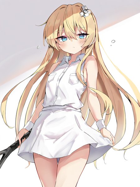 ruyueailis,1girl,solo,white background,simple background,looking at viewer,front view,<lora:ruyueailis-000014:1>,cowboy shot,tennis_uniform,, masterpiece, best quality, very aesthetic, absurdres,newest, incredibly absurdres,, toshizou \(0714\)