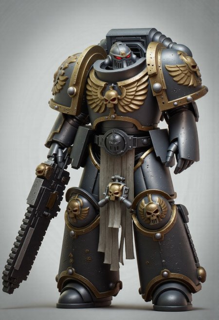 Score_9_up, absurdres, Source: GamesWorkshop, best quality, expressive eyes, perfect face, space marine, Ultramarines Astartes Chapter space marine in terminator armor holding a chainsword, terminator helmet, full body, volumetric lighting project unreal engine, mantisdetailerse, adddetails, <lora:PeopleCountSliderLoRAv1:2.0>, <lora:warhammerAdeptus_v1:0.7>,