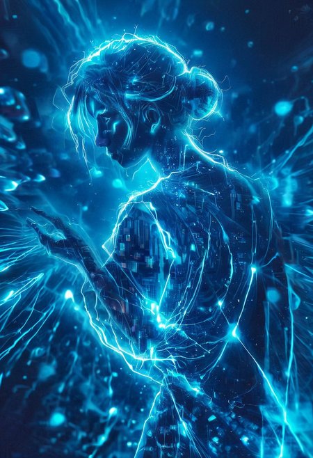 double exposure of Hatsune Miku with long blue hair floating twintails singing merging with a printed circuit board, <lora:DoubleExposure:1>, head, person, 
(masterpiece, best quality, ultra_detailed, highres, absurdres:1.2), 
realistic, photo, circuitry, circuits, chip, processor, motherboard, electronics, side view,  
1girl, solo, (Hatsune_Miku, long_hair, aqua_hair, twintails:2), aqua_eyes, small_breasts, bare_shoulders, necktie, detached_sleeves, sleeveless_shirt, pleated_skirt, black_skirt, aqua_necktie, grey_shirt, black_thighhighs, black_sleeves, arm_tattoo,
<lora:loraeyesxl:0.4>