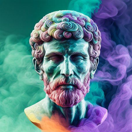 bust of a roman emperor, extremely detailed,HyperSmokev3, portraithelper, colorful