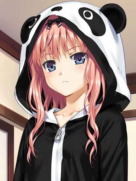 <lora:happy_tentacle-cecile-v0.1-000039:0.9>, ht_cecile, animal costume, animal hood, pajamas, panda hood, living room , 1girl, solo, upper body , , (doyagao :1.1), , looking at viewer , standing , facing viewer , score_9, score_8_up, score_7_up, score_6_up, score_5_up, score_4_up