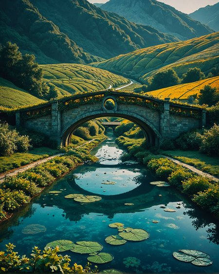 Surreal Landscape, Creator Landscape,
(style ofGrigory Myasoedov (rural realism)), Vineyard on steep slate slopes, water striders on pond, covered bridge with shingle roof, 
<lora:ClassipeintXL2.1:0.957> oil painting,
<lora:extremely_detailed:0.909> extremely detailed,
<lora:add-detail-xl:0.569>, 
<lora:dreamshaperXL10_lora:0.156>, 
 <lora:Flux-XL_Scenery: 0.693> flux-scenery,
detailxl,
advntr,