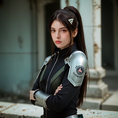 score_9_up, score_8_up, score_7_up, (masterpiece), (best quality), (ultra-detailed), (very aesthetic:1.2), intricate details, perfect composition, absurdres, romantic atmosphere, 
 <lora:MinaAshiroXLpony001:1>,minaashiro, black hair, ponytail, long hair, hair ornament, mole under eye, mole, red eyes,
<lora:43stl1ght1ngXLP2:0.5>, 43stl1ght1ng,