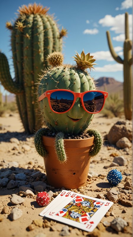 A cactus wearing sunglasses, playing poker with other cacti in the desert (masterpiece, award winning artwork)
many details, extreme detailed, full of details,
Wide range of colors, high Dynamic
 <lora:add-detail-xl:1>
 <lora:WildcardX-XL-Detail-Enhancer:1>
<lora:MJ52:0.375>
 <lora:CinematicStyle_v1:0.42>