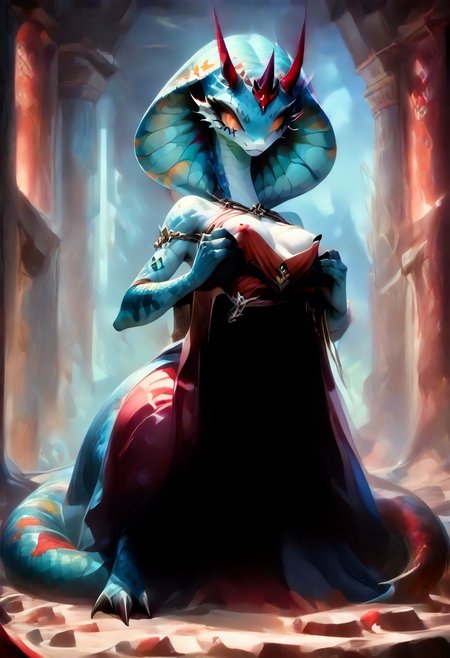 score_9, score_8_up, score_7_up, score_4, score_5, score_6, source_furry, source_3d, (teratophilia), detailed background, 3d, prison, solo, ((monster, feral, ((biped feral):1.5), busty feral, cobra, snake, Lizard, hydra)), ((multicolored skin, blue skin, black belly, glowing, body markings)), (three-headed), (((3 heads))), (((4 arms))), (four arms), (two rows of arms), ((slit pupils, no sclera, big eyes, make-up, big eyelashes, eye liner, running mascara)), ((detailed scales, spiky scales, spiky scales, squama, claws, spines, spikes, horns)), ((flat face, snake-like face, cobra_hood, snake_hood, thick long tail, scut tail, demon tail)), ((thin waist, tiny torso, thin arms, narrow shoulders, petite, big digitigrade legs, huge feral legs, wide hips, bottom heavy, gigantic ass, massive thighs)), ((snake hood piercing, cuffs, metal collar, chained, in shackles)), ((dirty clothes), (rags), (torned clothes), ((undersizes_clothes):1.5), (ineffective clothing), ((fullbody, looking at viewer, leaning forward, raised tail, nipple slip, dynamic angle, dynamic pose, top hands on breasts, bottom hands holding breasts, tails up):2.0), ((Cerberus):1.5), DonMF15hyXL