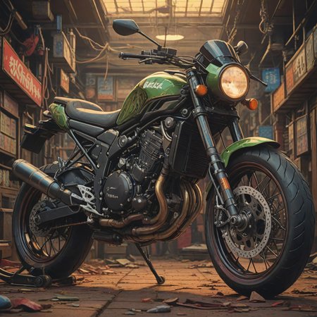 stylized by Tsubasa Nakai, anime fantasy art, Dutch angle shot of a (Kawasaki:1.1) , it is Pitiful, with barcode embroidery, Detailed illustration, Sci-Fi, Warm lighting, 35mm, vibrant, extremely beautiful, rich colors, fractal ,8k, masterpiece, best quality, hyperrealistic, superrealistic, photorealistic, ultra sharp, 16 bit colors, highres,
