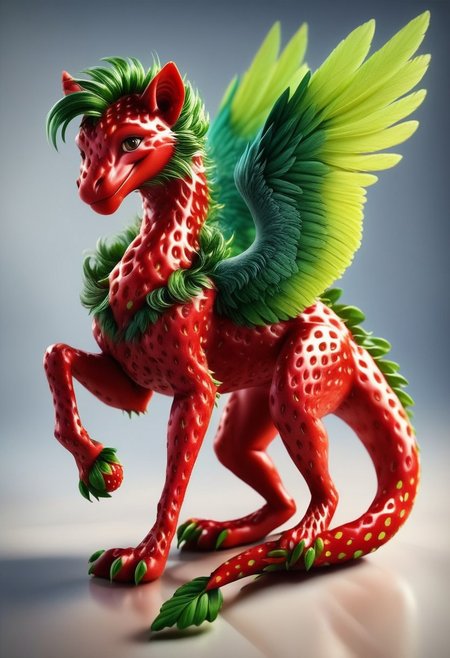 1score_9, score_8_up, score_7_up, intricate details, rating_safe,
<lora:World Morph Strawberry:0.8>,
1boy(feral furry, pegasus, green wings, full body, slender, red skin, strawberry, MULTIPLE STRAWBERRIES SKIN, WORLD MORPH STRAWBERRY, looking at the viewer, solo, smiling), detailed background, depth of field, subsurface scattering, 
<lora:ral-chrosc-clr:0.3>, ral-chrosc-clr,
<lora:xl_more_art-full_v1:0.3>,
<lora:add-detail-xl:0.3>