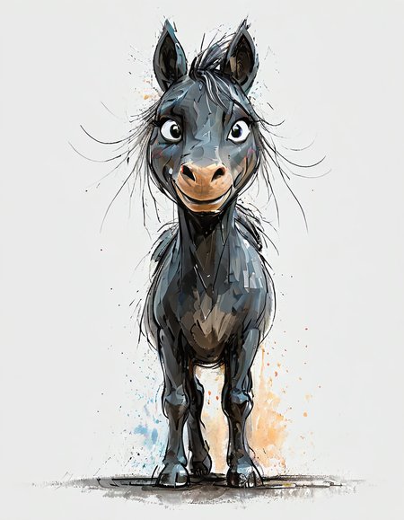 impactful color paint of cute drawing of a horse, 
highly detailed, sharp, professional, clear, high contrast, crystal clear, 4k, uhd, masterpiece