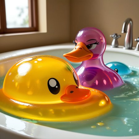 {1duck, 1 bath duck made out of slime, (slime duck:1.5), (yellow slime body:2), (orange slime beak:2), (glossy black eyes:1.5), translucent slime duck, transparent slime duck}
hud_sp_bth, flower, petals, water, bath, in an elegant bath tub, bubbles made out of slime, slimes hiding in the bath bubbles, bubble bath, perspective from inside tub, prespective from inside bath, lots of frothy bubbles, 
everything made of slime, No simple background,
((translucent slime)), ((transparent slime)), (bioluminescent slime), sl1m3d, slime, slime-morph, saturated colors, no humans, no people, no man, no woman,