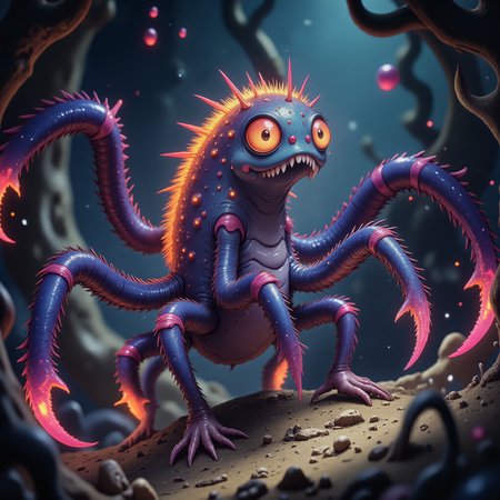 highly detailed, intricate, detailed background, award-winning macro photo, (short depth of field:1.2), the (diminutive:1.4) "clawed snarglestalker" is a (bioluminescent glowing:1.2) strange and captivating abomination roaming the lurbled canopies and perlyfumed curbletwist of the exotic alien world "grumflom ii", where they harvest climfrypowered skrunkleboop and (floating particles:1.2) for sustenance, (dappled sunlight:1.2), front lighting, rim lighting, burgundy and sunset orange and ruby red, golden ratio, in the style of ck-ovf, amanoer, seusiancartoon, aidmamj6.1, 
<lora:style-oneviolentfantasy-ep21-flux-by_chronoknight:0.36> 
<lora:style-seussian_cartoon-flux-by_daalis:0.88> 
<lora:midjourney_61-v0.4-flux-by_aidma:0.64> 
<lora:faetastic_details-flux-by_faeia:0.48>