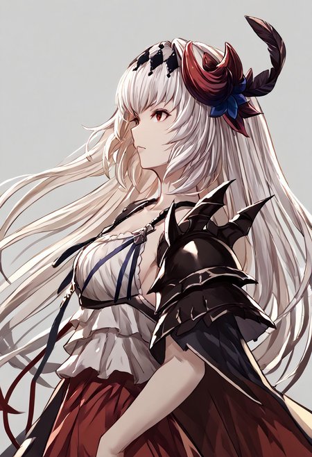 score_9, score_8_up, score_7_up, score_6_up, score_5_up, score_4_up, source_anime, solo, 1girl, 
dark_jeanne_granblue_fantasy, long_hair, hair_ornament, white_hair, red_eyes, feather_hair_ornament, armor, 
masterpiece, best quality, very aesthetic, absurdres,