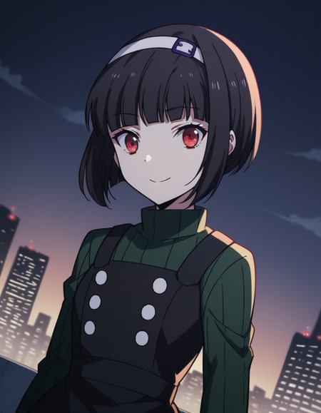 score_9, score_8_up, score_7_up, source_anime,
fumiyakuroba, <lora:fumiya-kuroba-s2-ponyxl-lora-nochekaiser:1>,
fumiya kuroba, black hair, red eyes, short hair,
bangs, dress, hairband, sweater, turtleneck, bob cut, green sweater, black dress,
cityscape, smile,
looking at viewer, cowboy shot, dutch angle, solo,