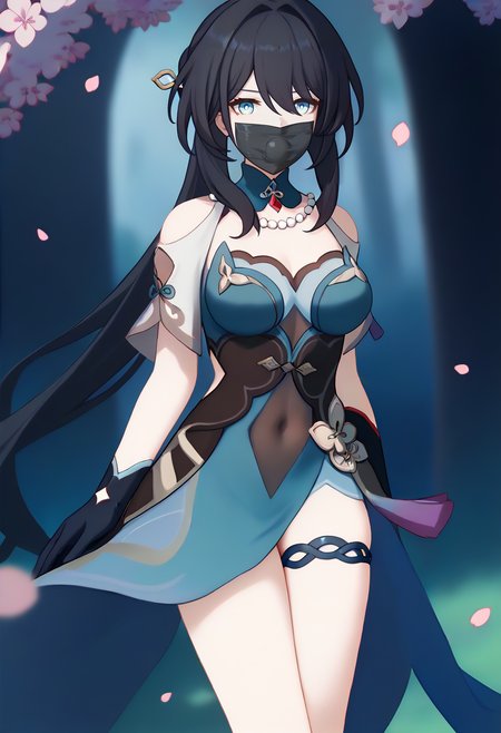 score_9, score_8_up, score_7_up, score_6_up, score_5_up, score_4_up,
1girl, ruan mei \(honkai: star rail\), elbow gloves, dress, hair ornament, thigh strap, covered navel, 
outdoors, solo, cowboy shot, nature, cherry blossoms, dappled sunlight, straight-on, mature female, looking at viewer, 
stuffed tape gag,
<lora:ruanmeiponyxl-03:1> <lora:stuffedtapegagponyxl-20:1> <lora:banishponyxl1:1.5>