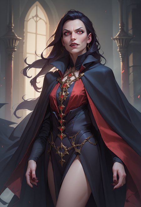 score_9, score_8_up, score_7_up, 1girl <lora:clamStrahdPDXL_v12:0.8> Strahd, vampire, long hair, black cape