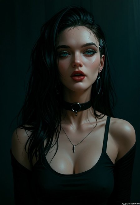 21 year old toned model, fine art parody,Natural skin,vellus, a woman in a black top licking a lolipop, Artgerm, stanley artgerm lau, cyberpunk art, gothic art, Sexy fashion style, embraces sensuality and confidence, beauty, allure, reflects a bold and seductive attitudeBREAK,
score_9, score_8_up, score_7_up, score_6_up,  d3t41l3d, FastNegativeV2
