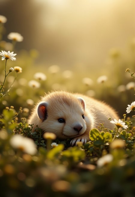 32k,8k,dynamic,(ultra high res:1.4),National Geographic photography, cinematic, depth of field, bokeh, best quality, animal photography,macro wildlife photography, photorealistic, view from top, dutch angle,wild flowers everywhere, in fantastic antique forest, veryclose up photography of a whimsical chubby marmot, soft fluffy dry fur,sleeping, paws, belly,lying back in grass and moss, exposing belly to sun's warmth,belly lit by godray, relaxed, having a nap. Tilted head.  Bees and butterflies flying around, in a sunny summer afternoon.The atmosphere gives an impression of peace and serenity, light and dust particles floating in sunrays, Vibrant Glow, rule of third, gold number proportions