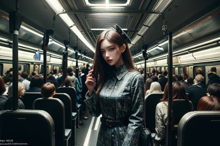 highly insanely detailed, masterpiece, top quality, best quality, highres, 4k, 8k, RAW photo, (very aesthetic, beautiful and aesthetic),  
(code_style,codestyle), 
<lora:CodeStyle (half generic class)_564920:0.8>, 
(1girl:1.3), 1other, 
crowded train interior,âââ