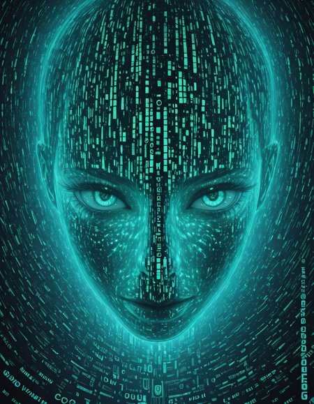 Glitchcore Art Style, detailed, mmatrix-style, silhouette, code, text focus, glitch, digital dissolve, dynamic, dramatic, distorted, vibrant colors, glitchcore art style