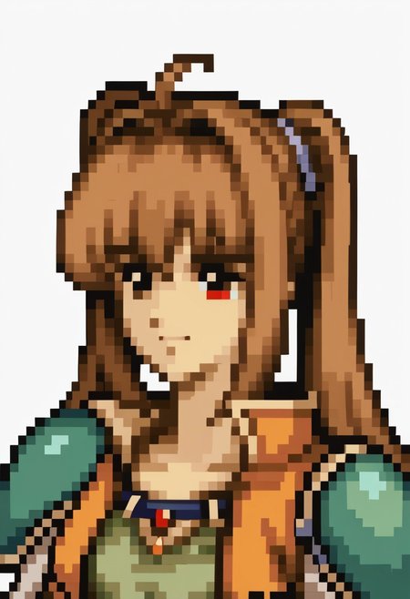 score_9, score_8_up, score_7_up, source_anime, 1girl, solo, smile,
<lora:zs_FE4PortraitsXL:1> fe4portraits, portrait, pixel art, white background
<lora:estelle-pdxl-nvwls-v1:1> scEstelle, twintails, cropped jacket, orange and white jacket, green shoulder pad, tan shirt,