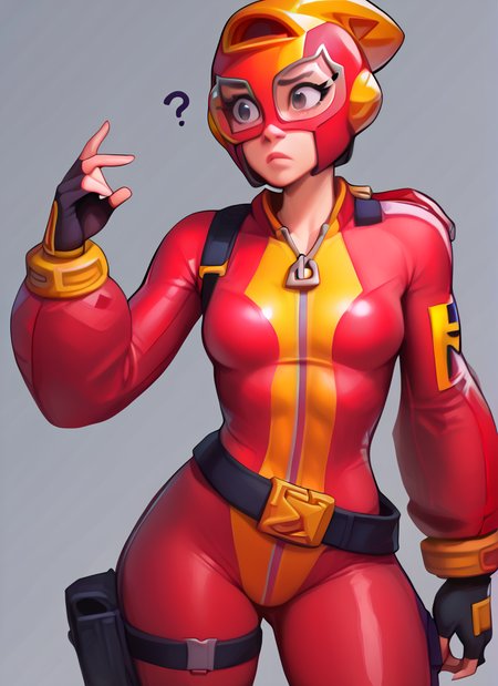 score_9, score_8_up, score_7_up, , bsmax , 1 girl , red bodysuit , simple background,  red helmet , glases  , fingerless gloves, solo, confused,  , yellow bracelet, belt  <lora:bsmax:1>    <lora:Kittew-4RCH0N:1>
