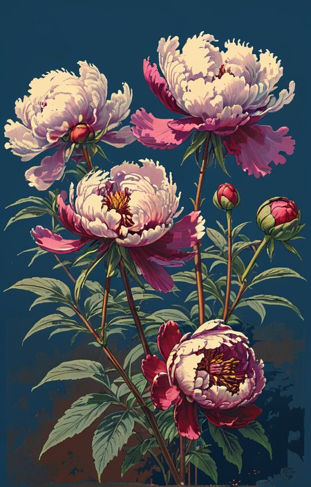 masterpiece,best quality,<lora:tbh15-sdxl:0.9>,illustration, decaying peonies