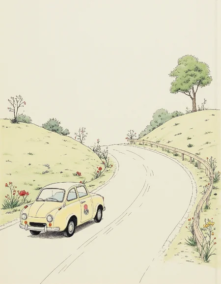 ArsMJStyle, Delicate Whimsy, a 60s car on a winding road