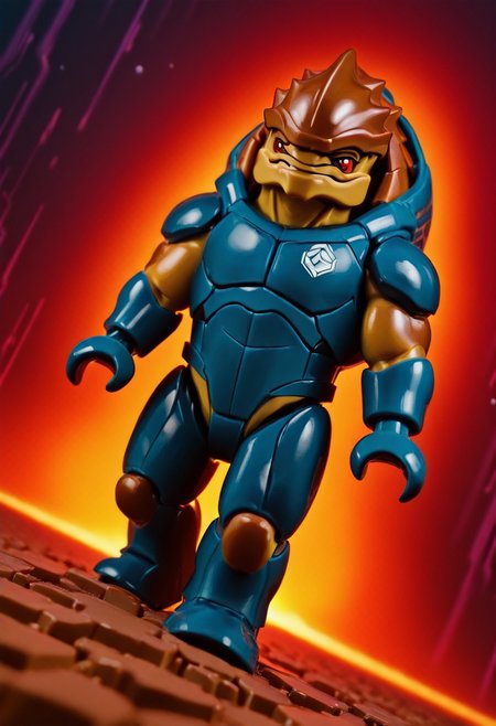 masterpiece, best quality, amazing quality, l3g0, dutch angle, dynamic angle, abstract background, BREAK
solo, male, alien, me_krogan, brown body, red eyes, muscular male, space armor, BREAK