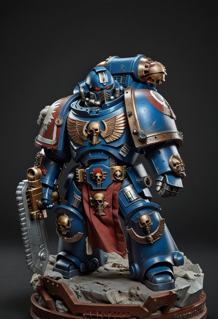 masterpiece, best quality, very aesthetic, absurdres, Absurdres, score_9_up, Source: Warhammer40K, scene of a Chibi Ultramarines Astartes chapter Librarian psker wielding power axe,  blue terminator power armor and astartes helmet, (masterpiece), best quality, expressive eyes, perfect face, 1, space marine, Painstaking Attention To Details, 1990s \(style\), Vintage, Vintage comic book cover of White Dwarf Tabletop Adventures, project unreal engine, volumetric lighting, perfect anatomy, perfect hands, detailed_eye_model, black background, graffiti, blgstyle, UltraM40K, cutechibiprofile,, <lora:28f17931-c1c1-407d-b051-8253df05a849:0.7>, <lora:PeopleCountSliderLoRAv1:2.0>, <lora:756af36b-d5fa-496f-b9a1-088c62f0c527:0.7>, <lora:6f3a2b85-aa03-4ab1-9f9a-e816ad4b1121:0.7>, <lora:cf26021c-0e88-4b06-9329-8702e6590716:0.7>, <lora:_raging_flames:0.7>, <lora:warhammerAdeptus_v1:0.7>, <lora:e6084b5e-a05d-475d-8afe-925ae03a434b:2.0>, , , , , ,