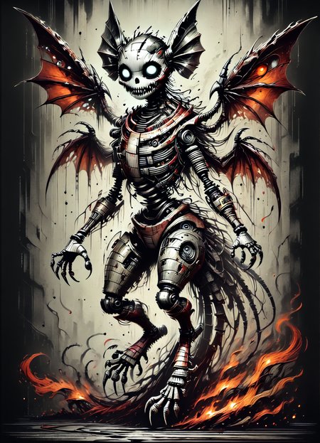DonMB01dD4rkXL score_9, score_8_up, score_7_up, score_6_up, enormous avian hive-like crisp feline sentient being,  digitigrade appendages, trifurcated-tailed, short-tailed, metallic skin,  bat-like ears,  fire wings,  rating_safe   <lora:DonMB01dD4rkXL-pony:1>